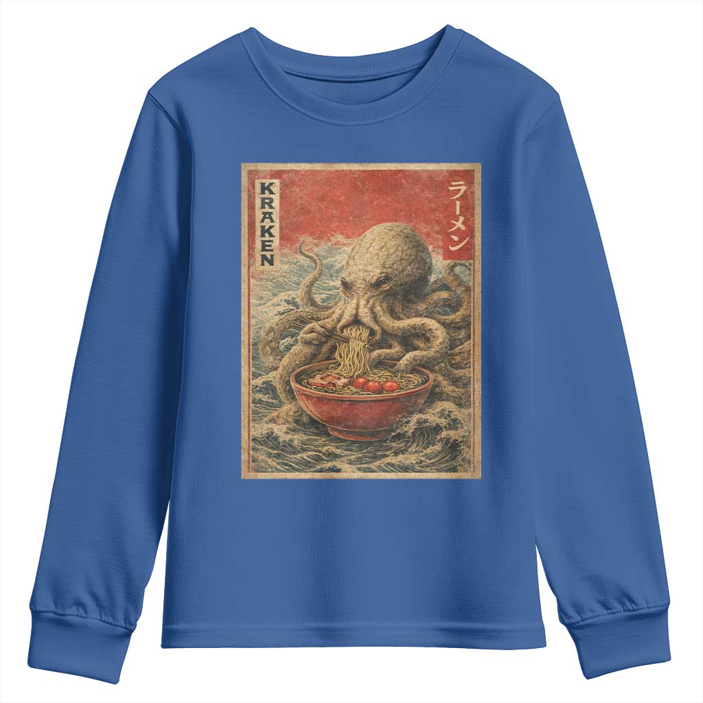 Sea Monster Eating Ramen Youth Sweatshirt Vintage Graphic Japanese Lover Ukiyo-e Art