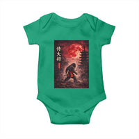 Samurai Bigfoot Baby Onesie Vintage Japanese Graphic Ukiyo-e Art Sasquatch Red Moon