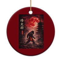 Samurai Bigfoot Ceramic Ornament Vintage Japanese Graphic Ukiyo-e Art Sasquatch Red Moon