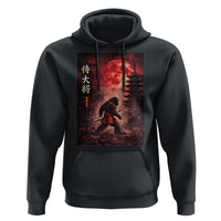 Samurai Bigfoot Hoodie Vintage Japanese Graphic Ukiyo-e Art Sasquatch Red Moon