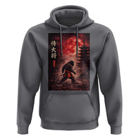Samurai Bigfoot Hoodie Vintage Japanese Graphic Ukiyo-e Art Sasquatch Red Moon