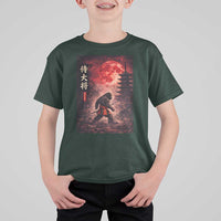 Samurai Bigfoot T Shirt For Kid Vintage Japanese Graphic Ukiyo-e Art Sasquatch Red Moon