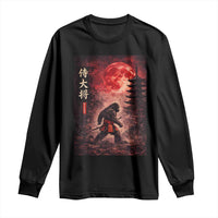 Samurai Bigfoot Long Sleeve Shirt Vintage Japanese Graphic Ukiyo-e Art Sasquatch Red Moon
