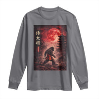 Samurai Bigfoot Long Sleeve Shirt Vintage Japanese Graphic Ukiyo-e Art Sasquatch Red Moon
