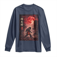 Samurai Bigfoot Long Sleeve Shirt Vintage Japanese Graphic Ukiyo-e Art Sasquatch Red Moon