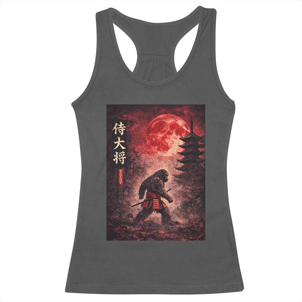 Samurai Bigfoot Racerback Tank Top Vintage Japanese Graphic Ukiyo-e Art Sasquatch Red Moon