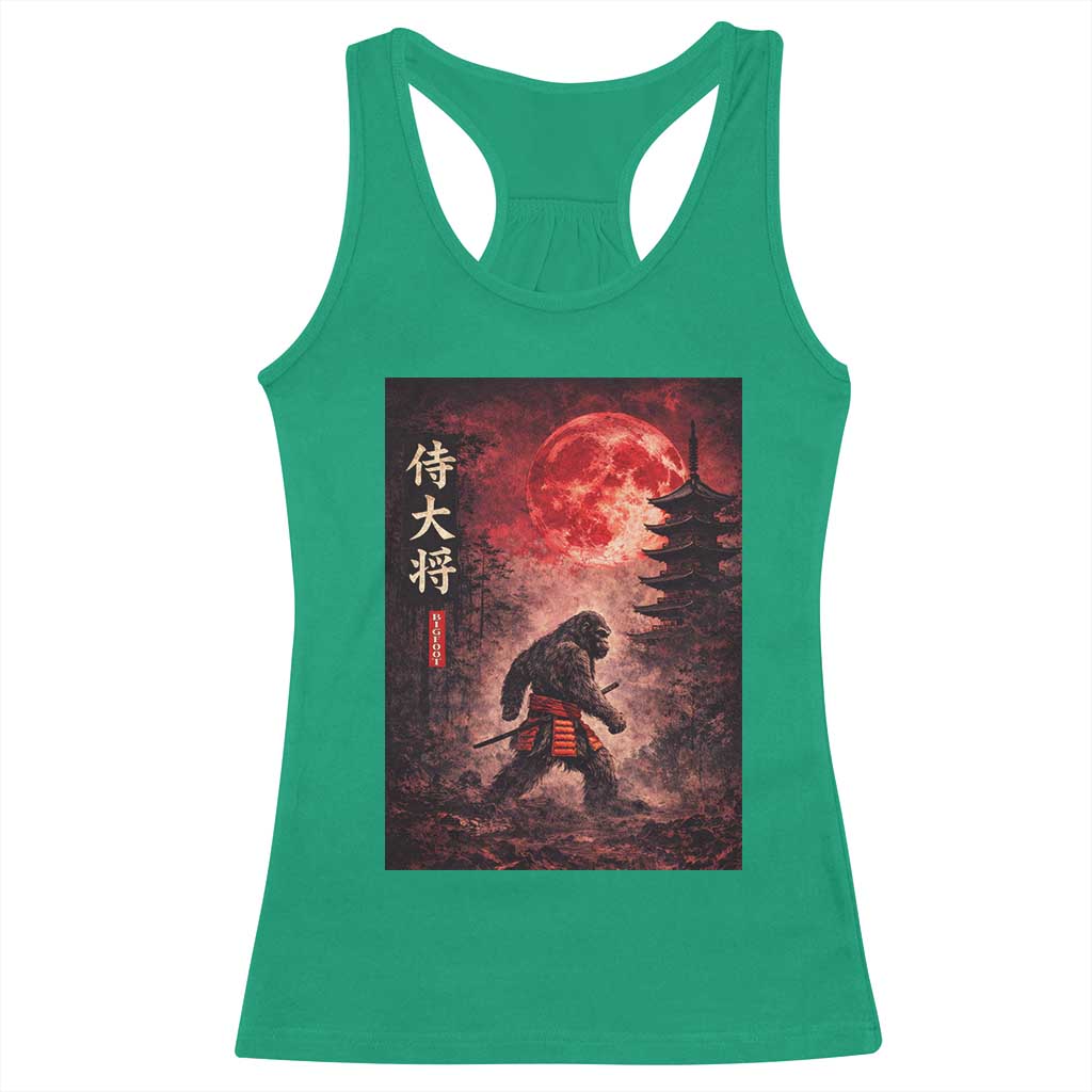 Samurai Bigfoot Racerback Tank Top Vintage Japanese Graphic Ukiyo-e Art Sasquatch Red Moon