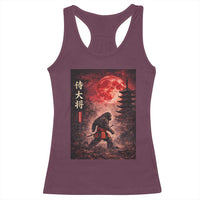 Samurai Bigfoot Racerback Tank Top Vintage Japanese Graphic Ukiyo-e Art Sasquatch Red Moon