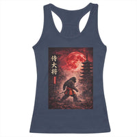 Samurai Bigfoot Racerback Tank Top Vintage Japanese Graphic Ukiyo-e Art Sasquatch Red Moon
