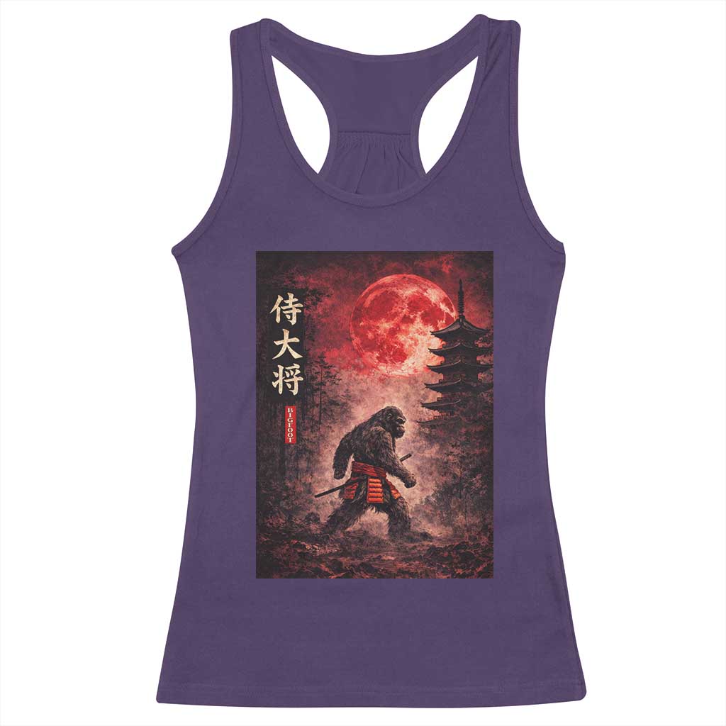 Samurai Bigfoot Racerback Tank Top Vintage Japanese Graphic Ukiyo-e Art Sasquatch Red Moon