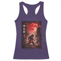 Samurai Bigfoot Racerback Tank Top Vintage Japanese Graphic Ukiyo-e Art Sasquatch Red Moon