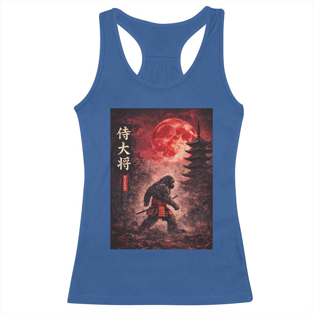 Samurai Bigfoot Racerback Tank Top Vintage Japanese Graphic Ukiyo-e Art Sasquatch Red Moon