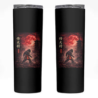 Samurai Bigfoot Skinny Tumbler Vintage Japanese Graphic Ukiyo-e Art Sasquatch Red Moon
