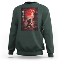 Samurai Bigfoot Sweatshirt Vintage Japanese Graphic Ukiyo-e Art Sasquatch Red Moon