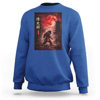 Samurai Bigfoot Sweatshirt Vintage Japanese Graphic Ukiyo-e Art Sasquatch Red Moon