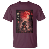 Samurai Bigfoot T Shirt Vintage Japanese Graphic Ukiyo-e Art Sasquatch Red Moon