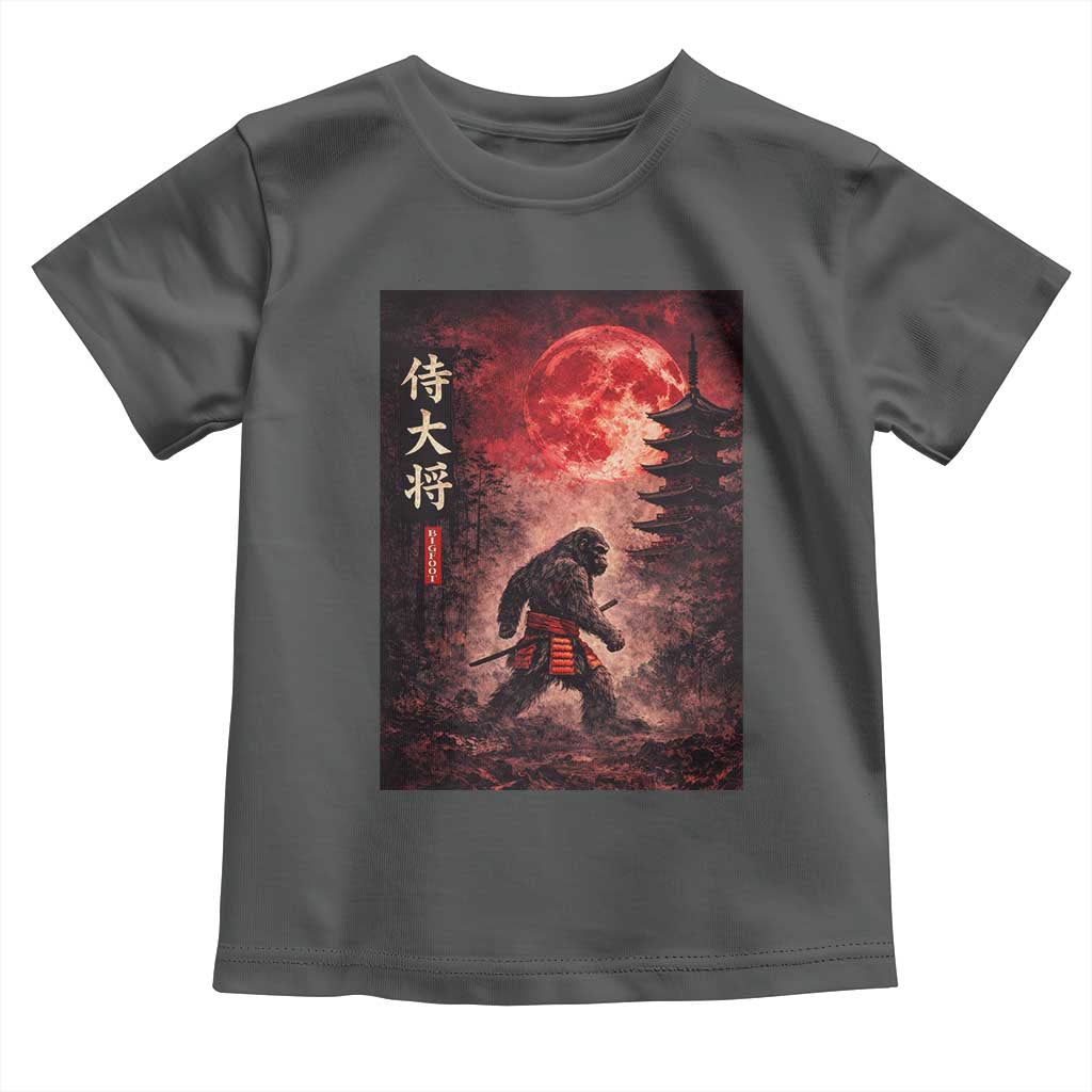 Samurai Bigfoot Toddler T Shirt Vintage Japanese Graphic Ukiyo-e Art Sasquatch Red Moon
