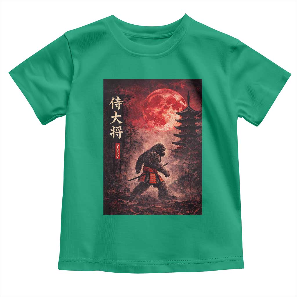 Samurai Bigfoot Toddler T Shirt Vintage Japanese Graphic Ukiyo-e Art Sasquatch Red Moon