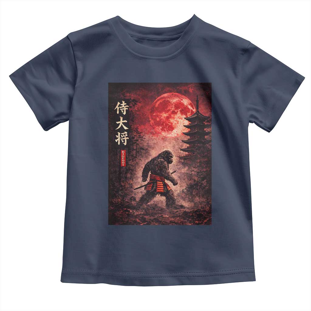 Samurai Bigfoot Toddler T Shirt Vintage Japanese Graphic Ukiyo-e Art Sasquatch Red Moon