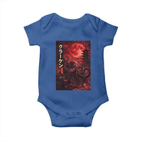 Vintage Sea Monster Baby Onesie Horror Japanese Octopus Mythology Temple Red Moon