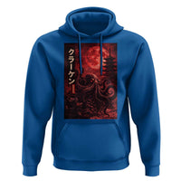 Vintage Sea Monster Hoodie Horror Japanese Octopus Mythology Temple Red Moon