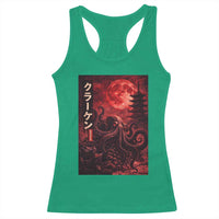 Vintage Sea Monster Racerback Tank Top Horror Japanese Octopus Mythology Temple Red Moon
