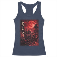 Vintage Sea Monster Racerback Tank Top Horror Japanese Octopus Mythology Temple Red Moon