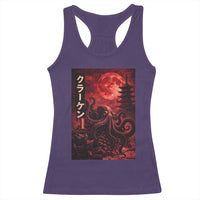 Vintage Sea Monster Racerback Tank Top Horror Japanese Octopus Mythology Temple Red Moon