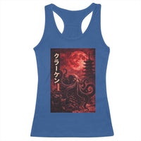 Vintage Sea Monster Racerback Tank Top Horror Japanese Octopus Mythology Temple Red Moon