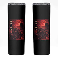 Vintage Sea Monster Skinny Tumbler Horror Japanese Octopus Mythology Temple Red Moon
