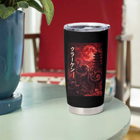 Vintage Sea Monster Tumbler Cup Horror Japanese Octopus Mythology Temple Red Moon