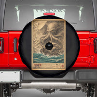 Vintage Japanese Sea Monster Spare Tire Cover Retro Mythology Newspaper Ukiyo-e Art