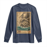 Vintage Japanese Sea Monster Long Sleeve Shirt Retro Mythology Newspaper Ukiyo-e Art