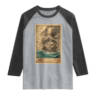 Vintage Japanese Sea Monster Raglan Shirt Retro Mythology Newspaper Ukiyo-e Art