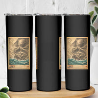 Vintage Japanese Sea Monster Skinny Tumbler Retro Mythology Newspaper Ukiyo-e Art