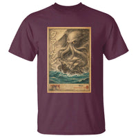 Vintage Japanese Sea Monster T Shirt Retro Mythology Newspaper Ukiyo-e Art