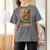 Vintage Japanese Sea Monster T Shirt For Women Retro Mythology Newspaper Ukiyo-e Art