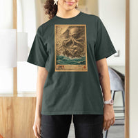 Vintage Japanese Sea Monster T Shirt For Women Retro Mythology Newspaper Ukiyo-e Art