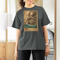Vintage Japanese Sea Monster T Shirt For Women Retro Mythology Newspaper Ukiyo-e Art