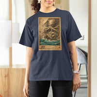 Vintage Japanese Sea Monster T Shirt For Women Retro Mythology Newspaper Ukiyo-e Art