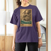 Vintage Japanese Sea Monster T Shirt For Women Retro Mythology Newspaper Ukiyo-e Art