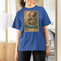 Vintage Japanese Sea Monster T Shirt For Women Retro Mythology Newspaper Ukiyo-e Art