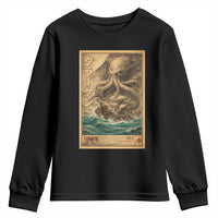 Vintage Japanese Sea Monster Youth Sweatshirt Retro Mythology Newspaper Ukiyo-e Art