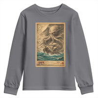 Vintage Japanese Sea Monster Youth Sweatshirt Retro Mythology Newspaper Ukiyo-e Art