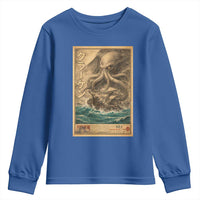 Vintage Japanese Sea Monster Youth Sweatshirt Retro Mythology Newspaper Ukiyo-e Art