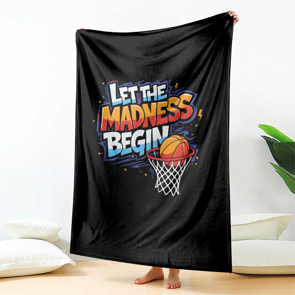 Basketball Bracket Throw Blanket Funny Let the Madness Begin Sporty Basketball Players Lovers