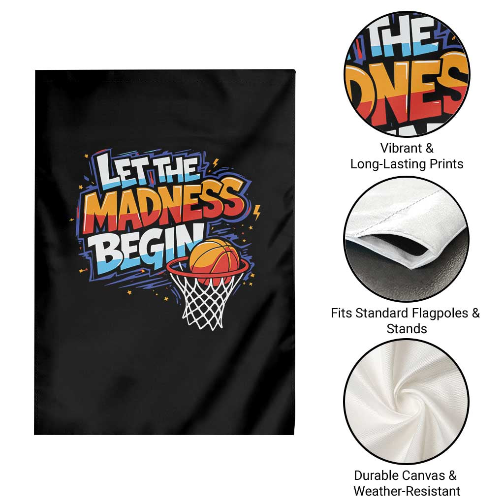 Basketball Bracket Garden Flag Funny Let the Madness Begin Sporty Basketball Players Lovers