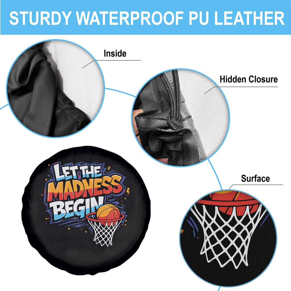 Basketball Bracket Spare Tire Cover Funny Let the Madness Begin Sporty Basketball Players Lovers