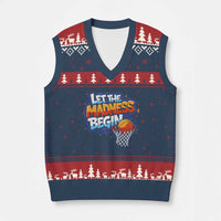 Basketball Bracket V-Neck Knit Sweater Vest Funny Let the Madness Begin Sporty Basketball Players Lovers