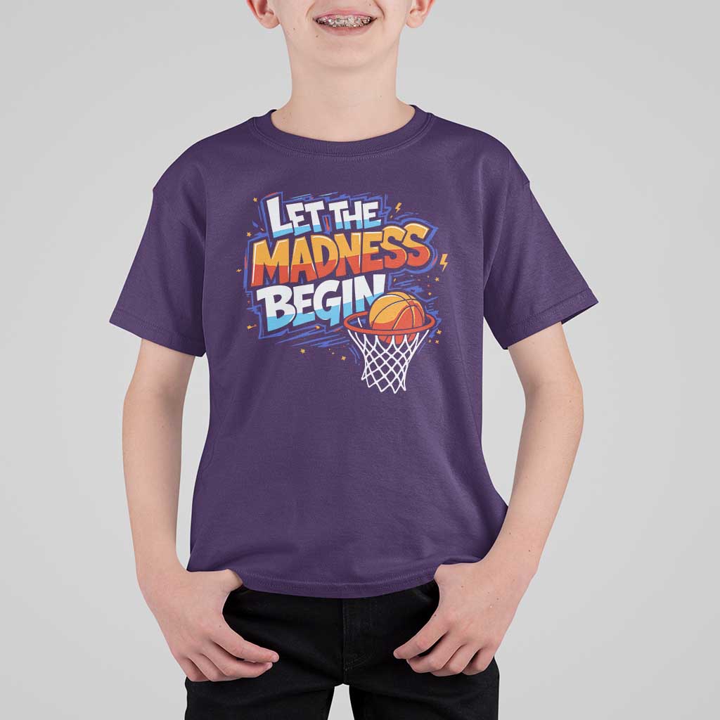 Basketball Bracket T Shirt For Kid Funny Let the Madness Begin Sporty Basketball Players Lovers